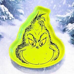 Ceramic Grinch Head Serving Tray Christmas Holiday Party Serving Tray New